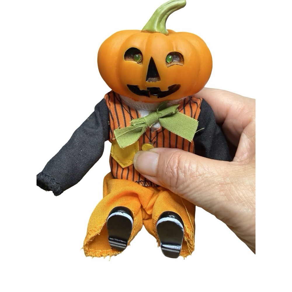 VTG Pumpkin King Doll Figure Halloween 5"  Lighted Eyes Sound Seasonal Vision